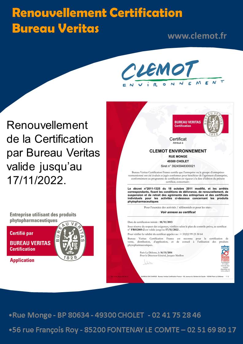 Les Echos de Clemot Envt n°19 Renouvellement Certification Bureau Veritas 11-2016